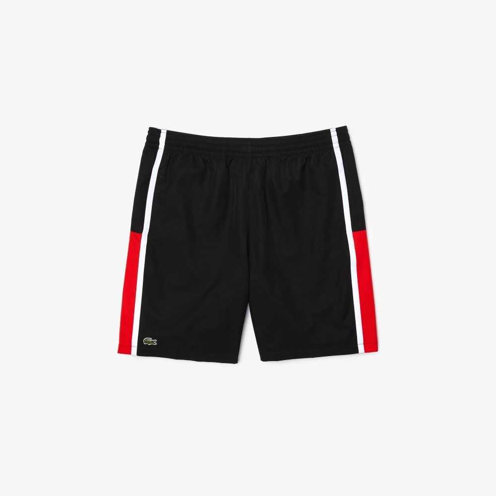 Lacoste SPORT Colorblock Panels Lightweight Shorts Black / Red / White | QKPG-98743