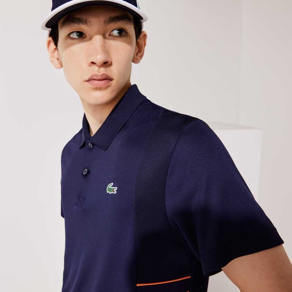 Lacoste SPORT Colorblock Pique And Mesh Polo Navy Blue / Yellow / Orange / White | IYRB-93068