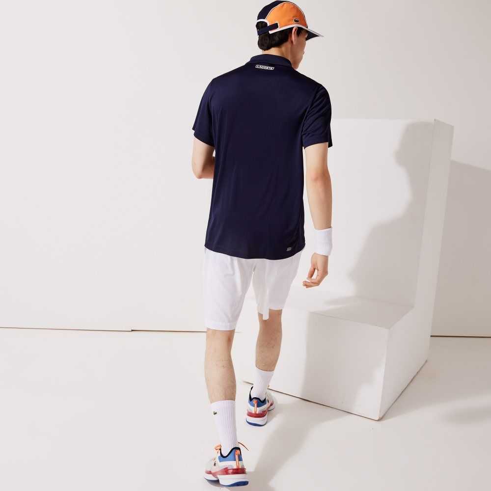 Lacoste SPORT Colorblock Pique And Mesh Polo Navy Blue / Yellow / Orange / White | IYRB-93068