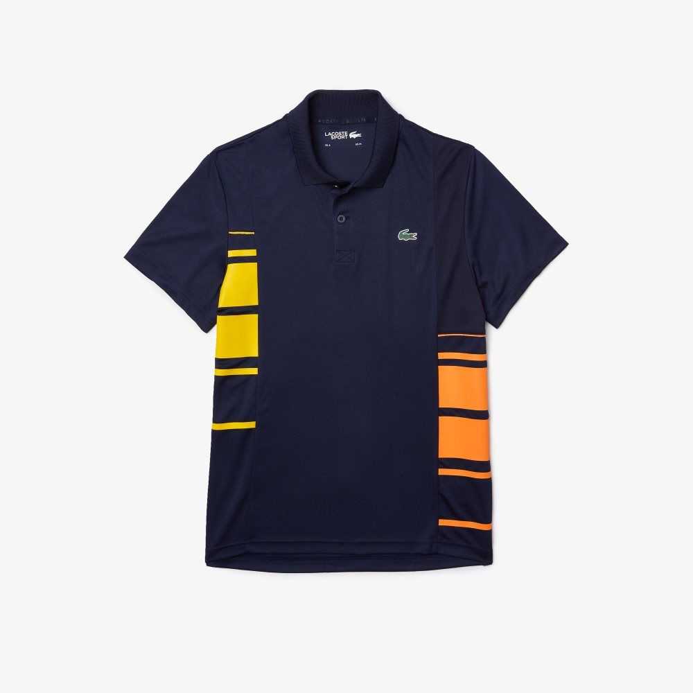 Lacoste SPORT Colorblock Pique And Mesh Polo Navy Blue / Yellow / Orange / White | IYRB-93068