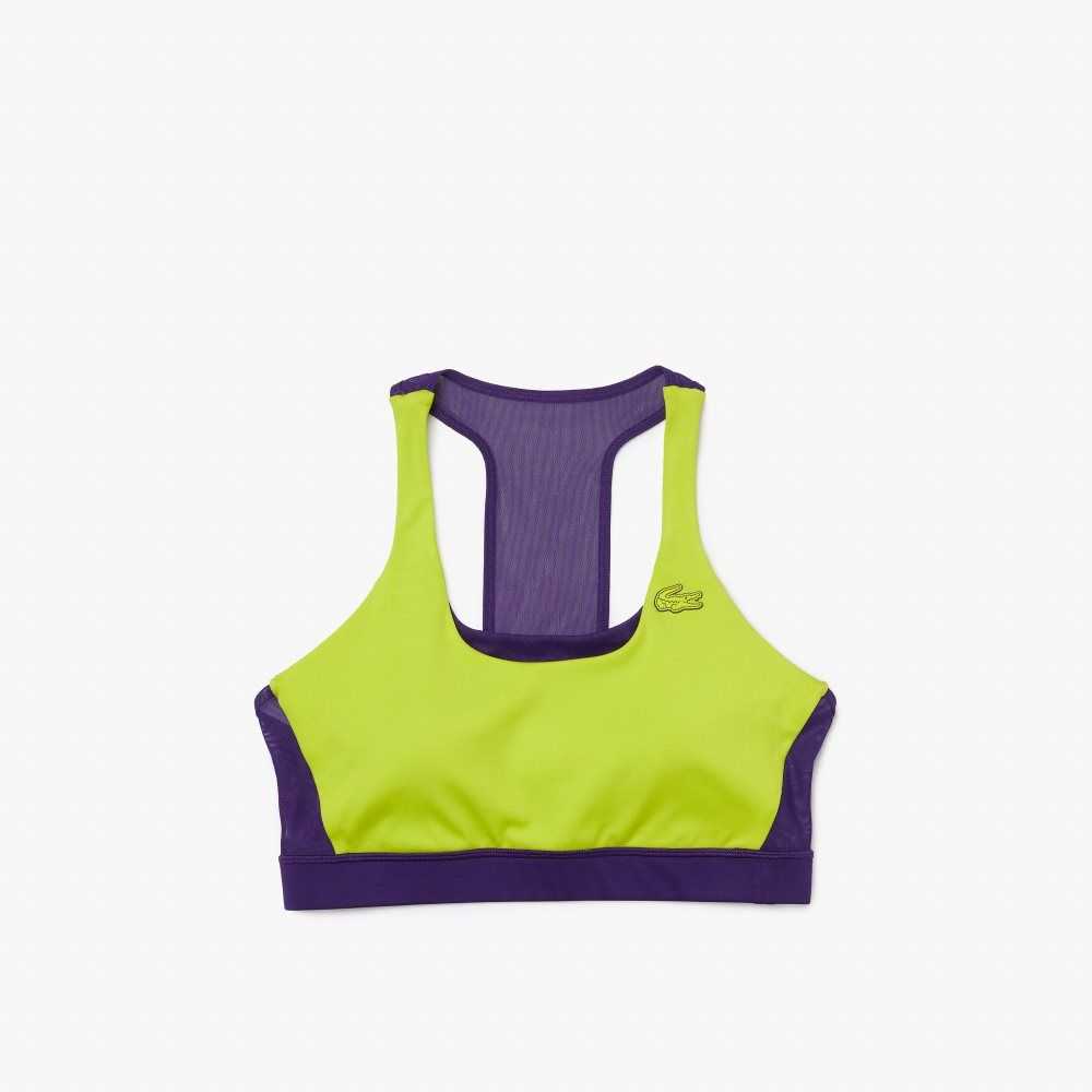 Lacoste SPORT Colorblock Recycled Polyester Sports Bra Yellow / Purple | NZBV-16052