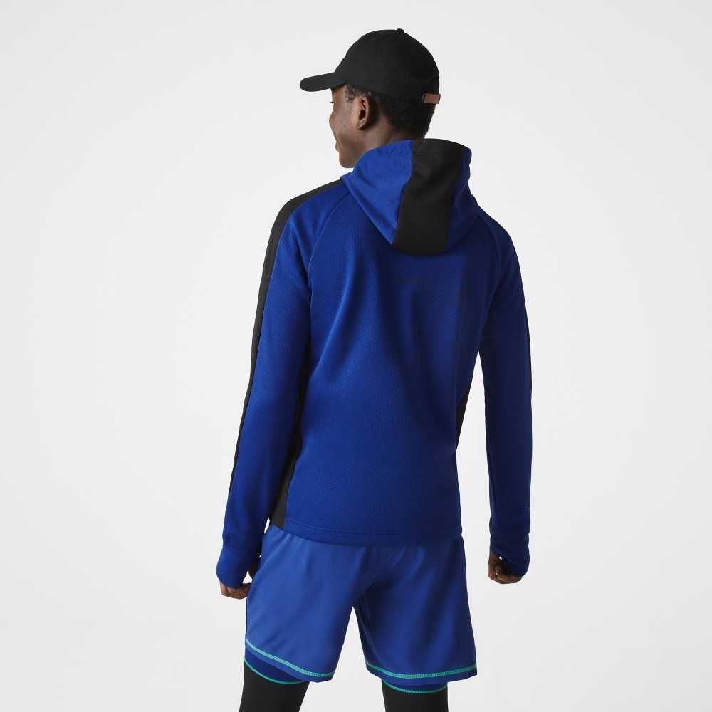 Lacoste SPORT Contrast Band Hooded Jacket Blue / Black / White | RBPJ-01375