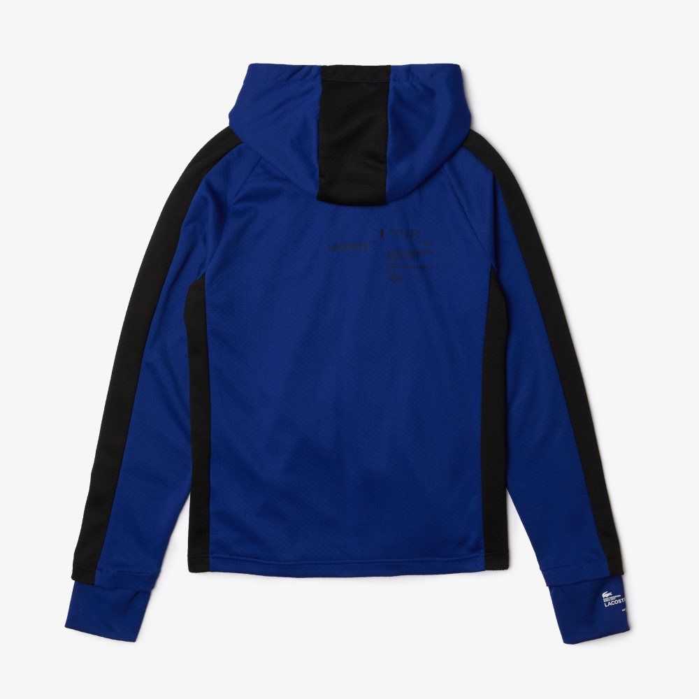 Lacoste SPORT Contrast Band Hooded Jacket Blue / Black / White | RBPJ-01375