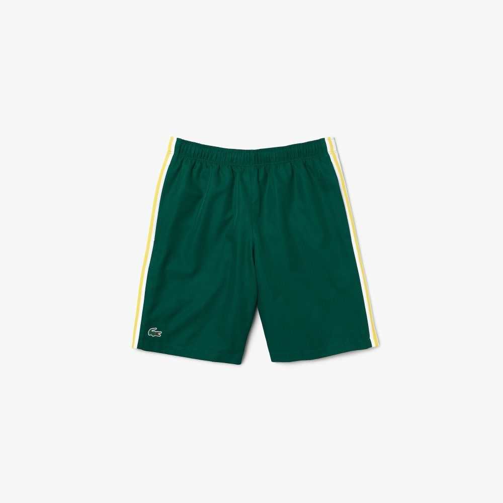 Lacoste SPORT Contrast Bands Lightweight Shorts Green / Yellow / White | UYPT-32701