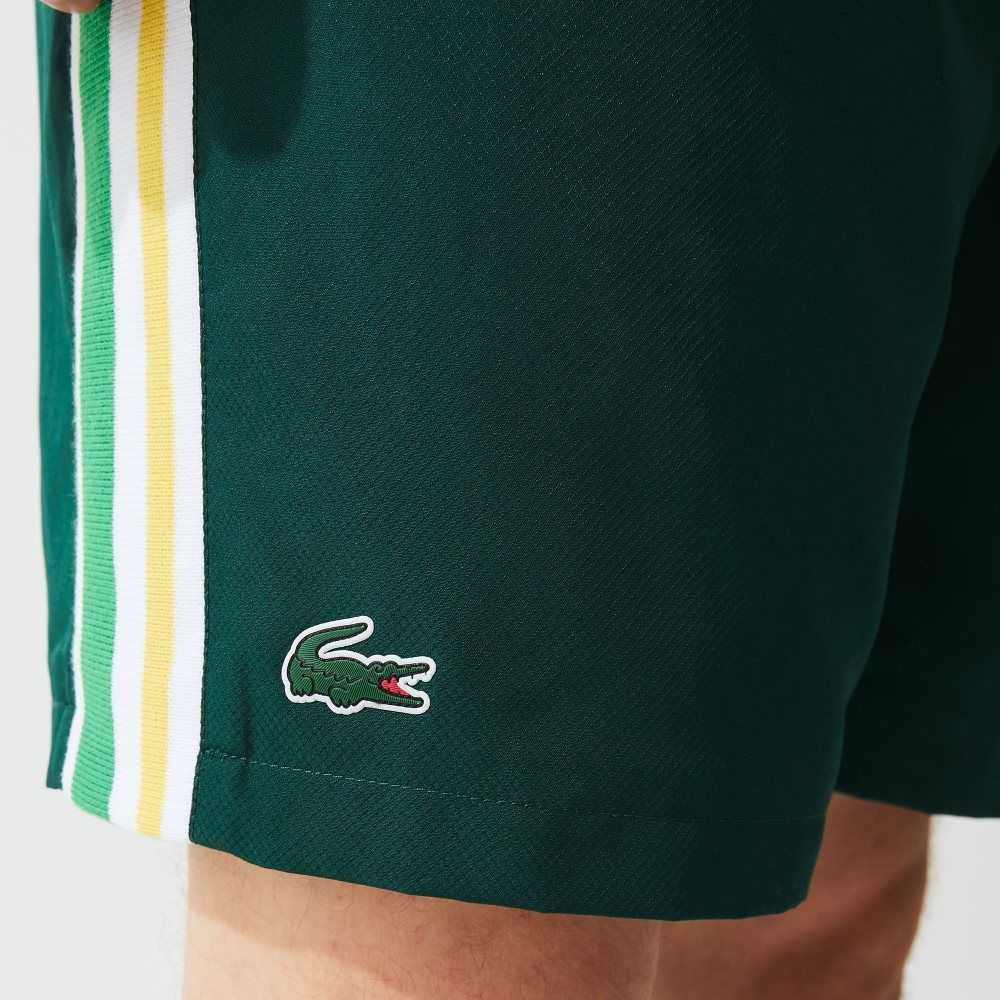 Lacoste SPORT Contrast Bands Lightweight Shorts Green / Yellow / White | UYPT-32701