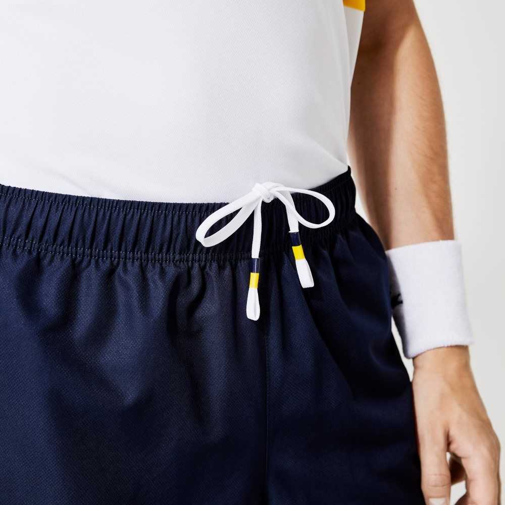 Lacoste SPORT Contrast Bands Lightweight Shorts Navy Blue / Yellow / White | XUJA-14807