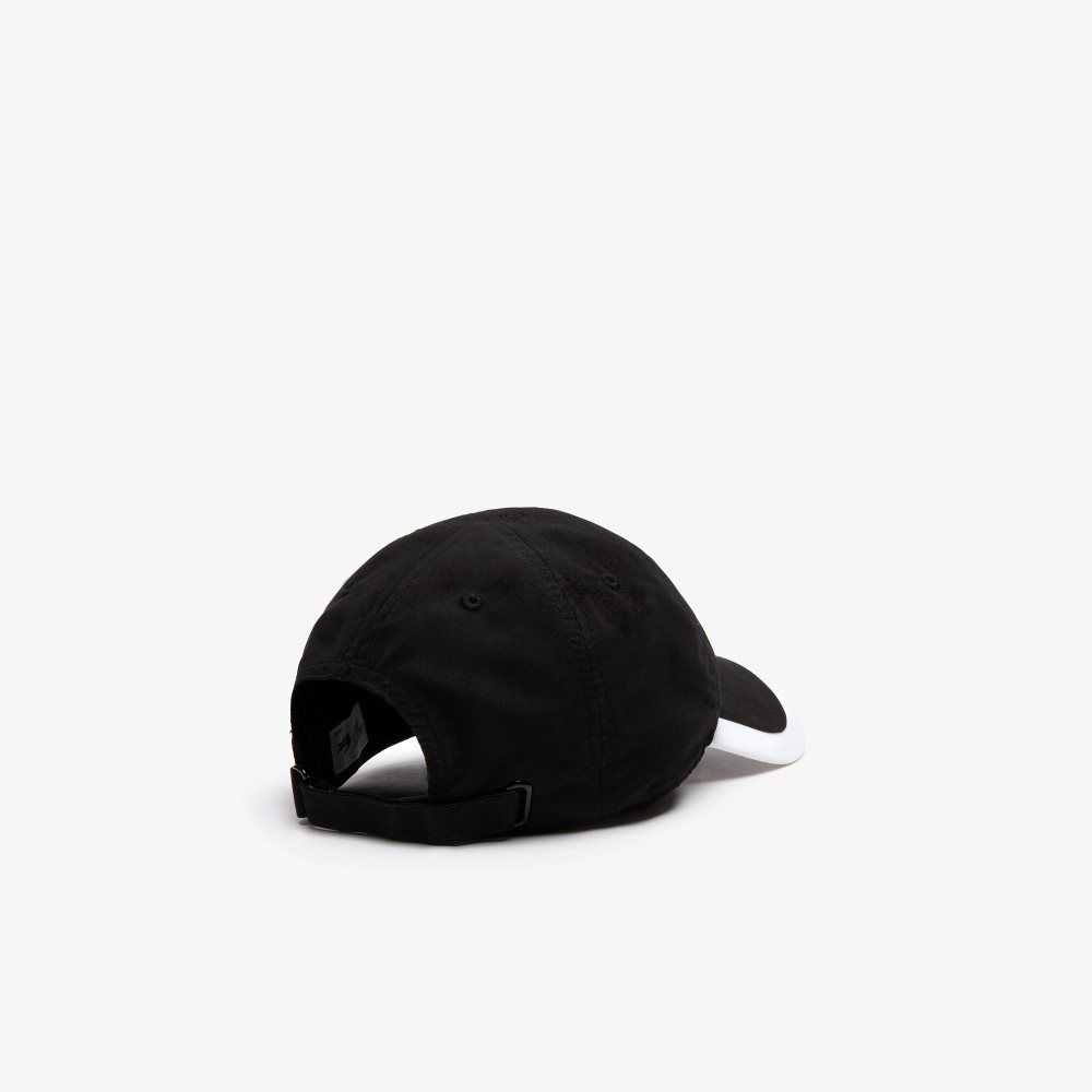 Lacoste SPORT Contrast Border Lightweight Cap Black / White | QHMV-23059