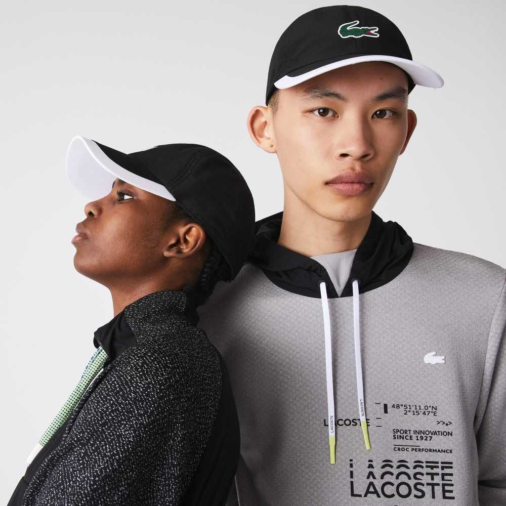 Lacoste SPORT Contrast Border Lightweight Cap Black / White | SHNB-05716