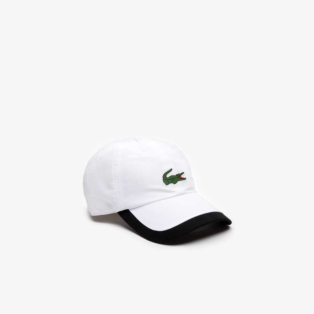 Lacoste SPORT Contrast Border Lightweight Cap White / Black | UWFZ-90185