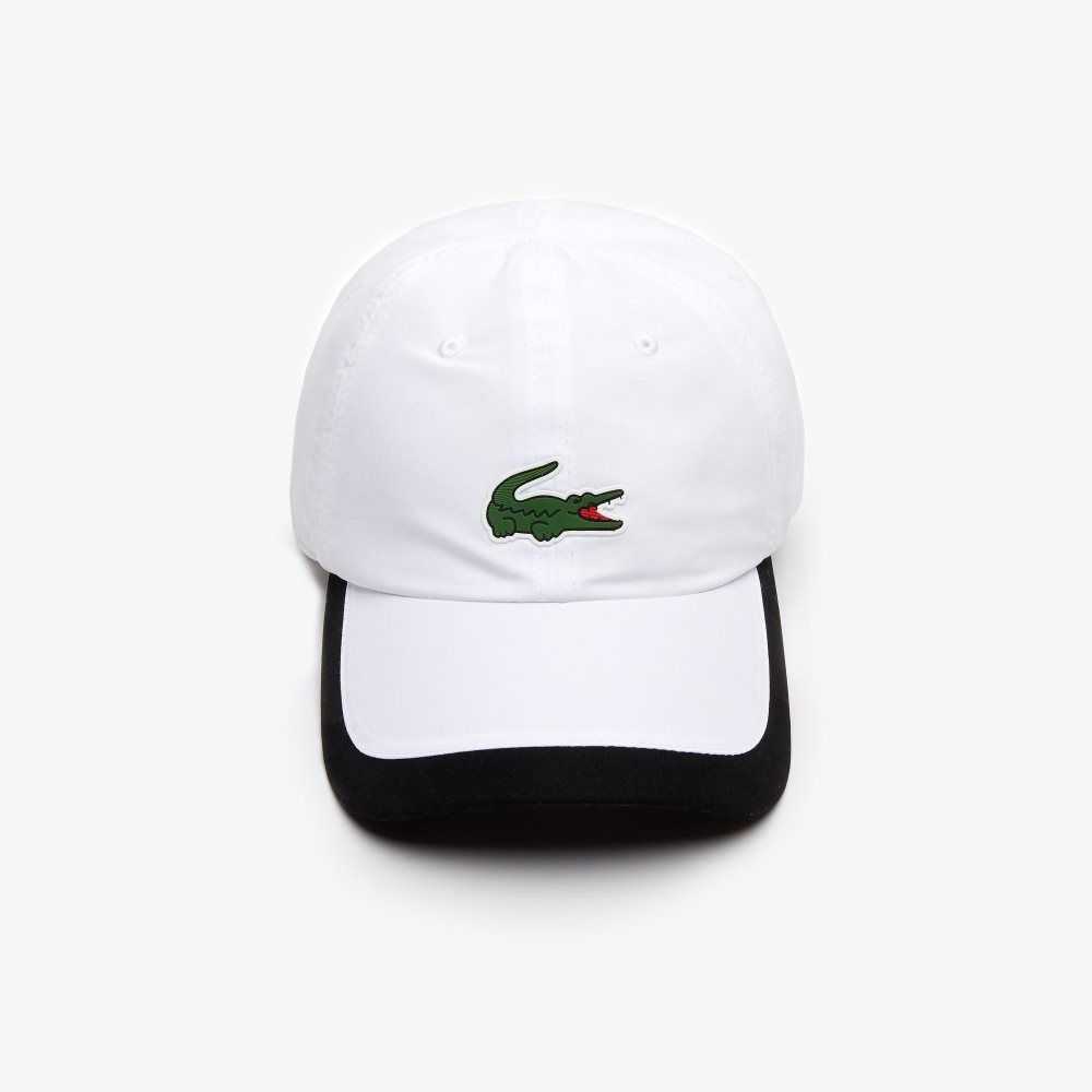 Lacoste SPORT Contrast Border Lightweight Cap White / Black | UWFZ-90185