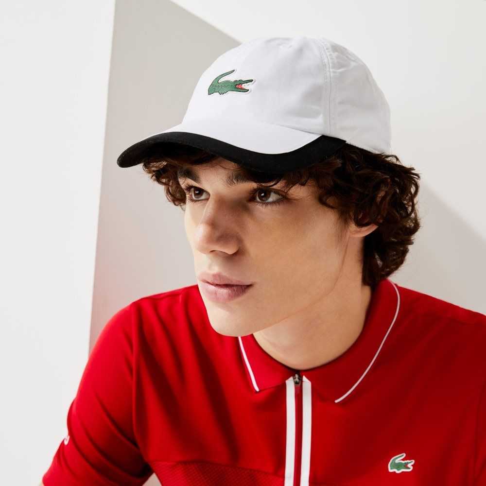 Lacoste SPORT Contrast Border Lightweight Cap White / Black | UWFZ-90185