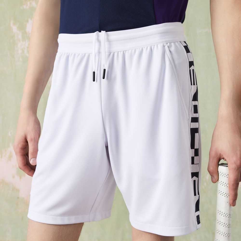 Lacoste SPORT Contrast Print Tennis Shorts White | FYSZ-08546