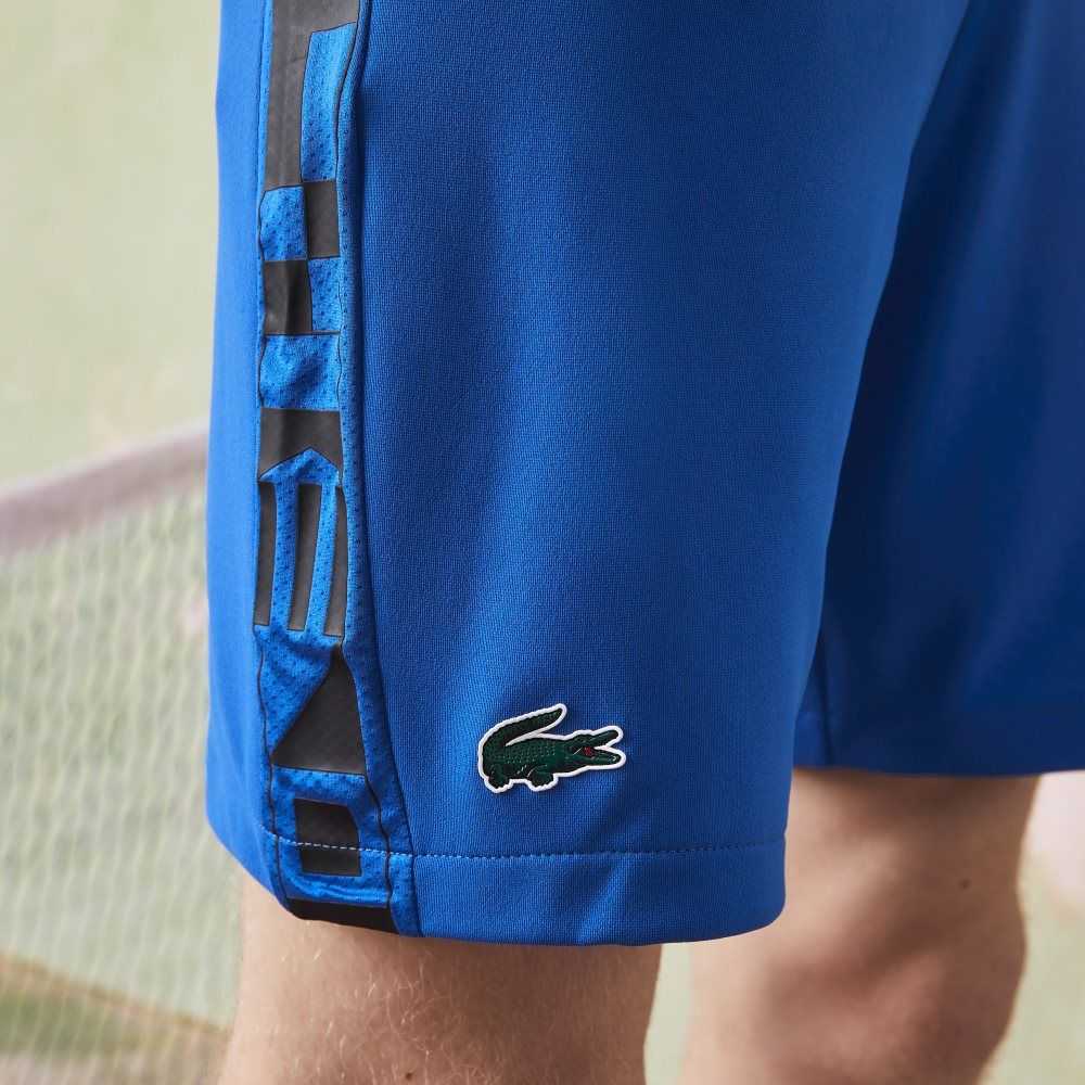 Lacoste SPORT Contrast Print Tennis Shorts Blue / Black | WQTM-08567