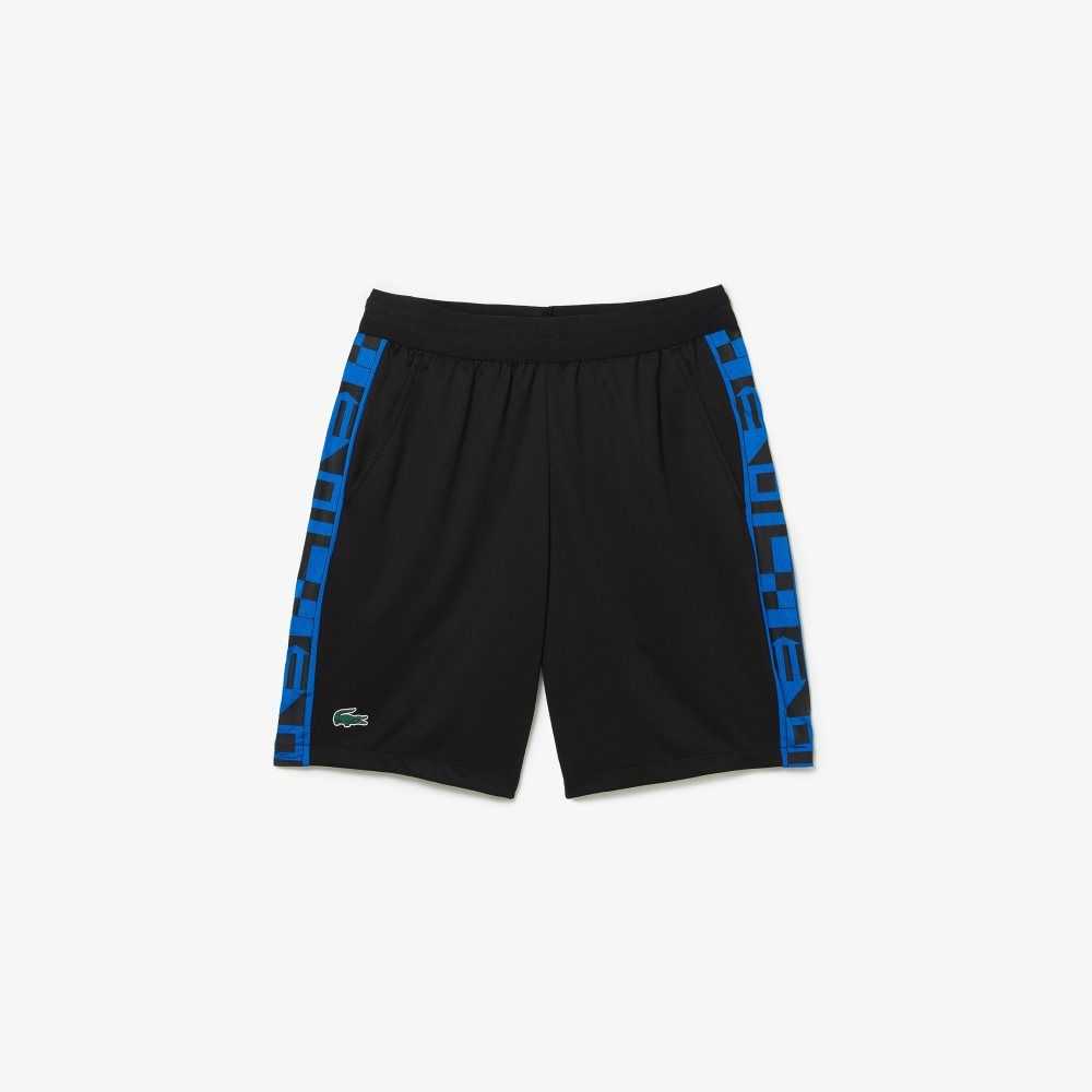 Lacoste SPORT Contrast Print Tennis Shorts Black | XKWJ-92801