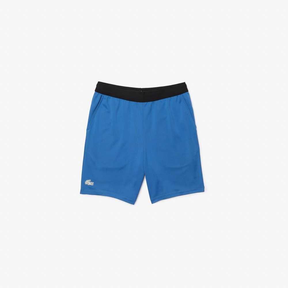 Lacoste SPORT Contrasting Elasticized Waist Jacquard Shorts Blue / Black / White | EQBK-95126
