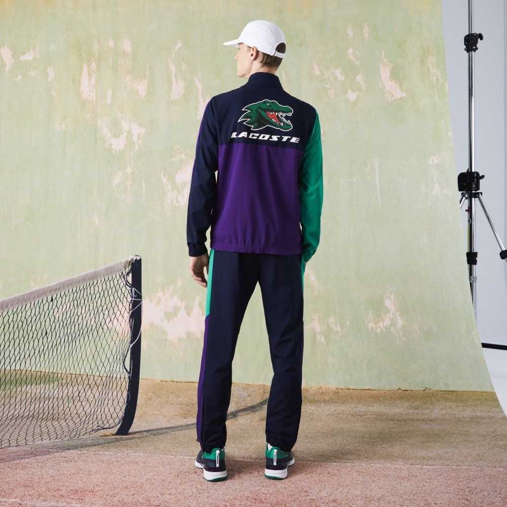 Lacoste SPORT Crocodile Print Tennis Tracksuit Navy Blue / Green / Purple / White | IMLF-50827