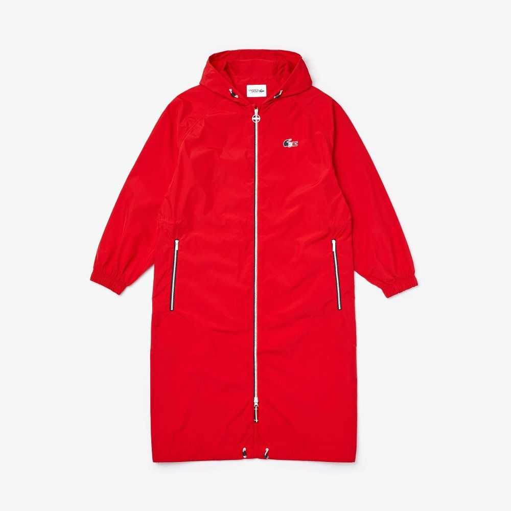 Lacoste SPORT French Sporting Spirit Edition Foldable Raincoat Red / White / Navy Blue | CBVP-05892