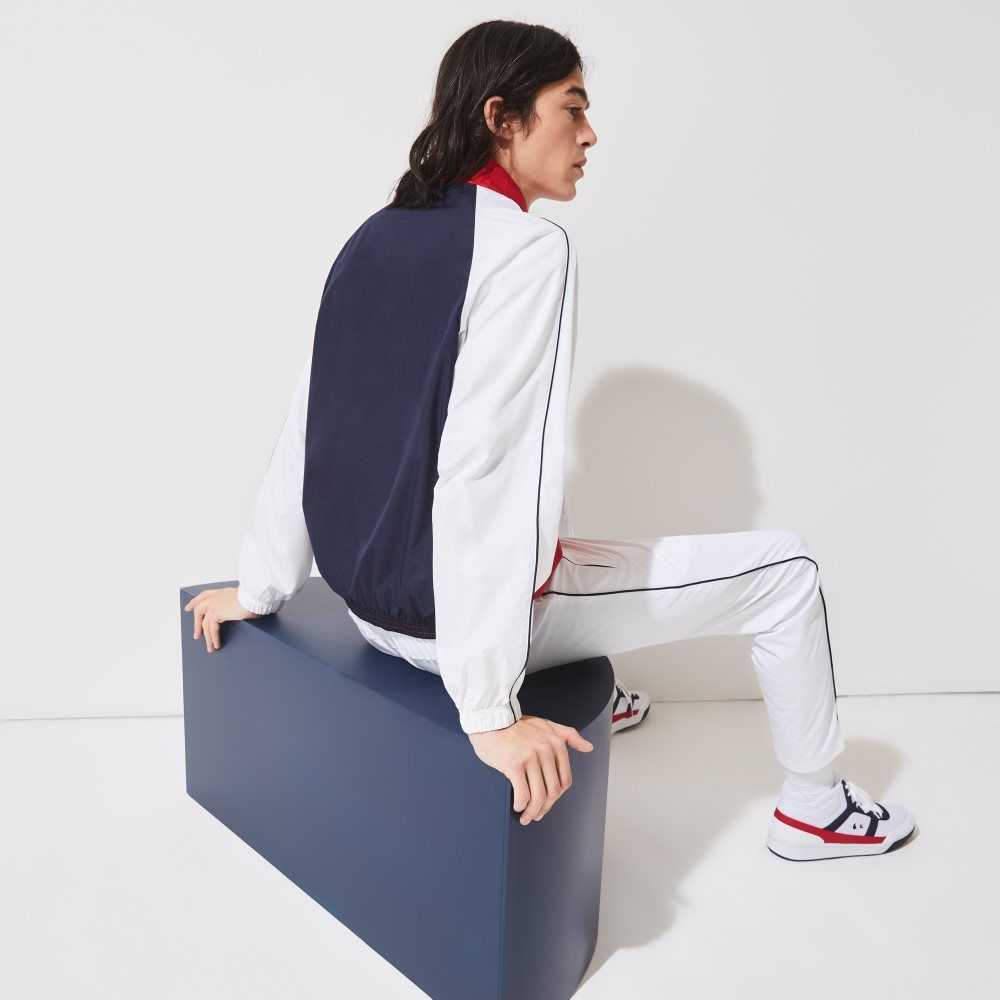 Lacoste SPORT French Sporting Spirit Edition Water-Resistant Zip Jacket Red / White / Navy Blue | PWLM-46092