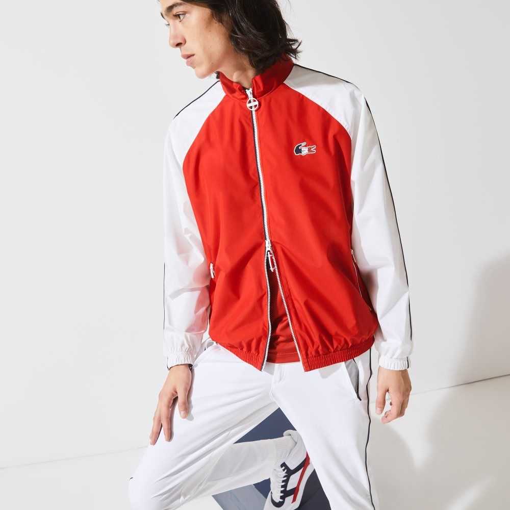 Lacoste SPORT French Sporting Spirit Edition Water-Resistant Zip Jacket Red / White / Navy Blue | PWLM-46092