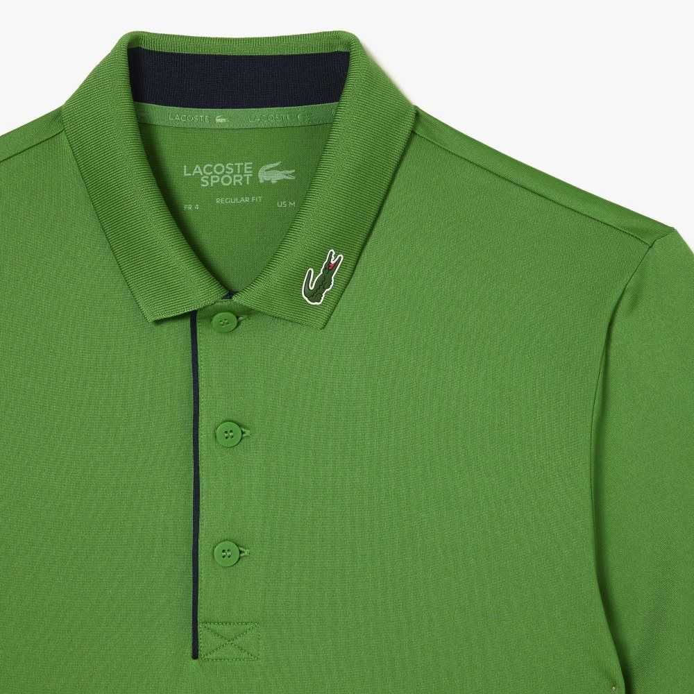 Lacoste SPORT Jersey Golf Polo Shirt Green / Navy Blue | JNYU-90614