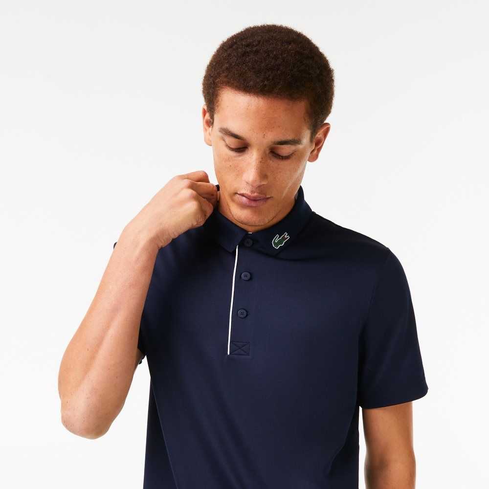 Lacoste SPORT Jersey Golf Polo Shirt Navy Blue / White | MPVT-90275