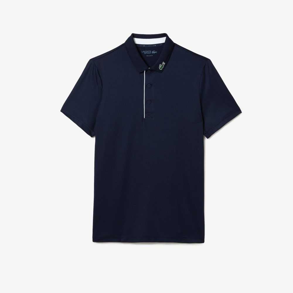 Lacoste SPORT Jersey Golf Polo Shirt Navy Blue / White | MPVT-90275