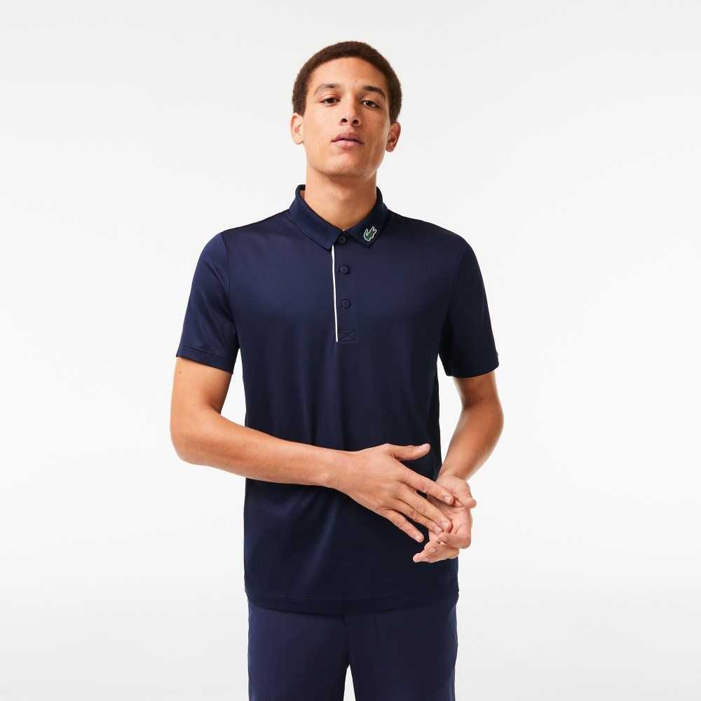 Lacoste SPORT Jersey Golf Polo Shirt Navy Blue / White | MPVT-90275