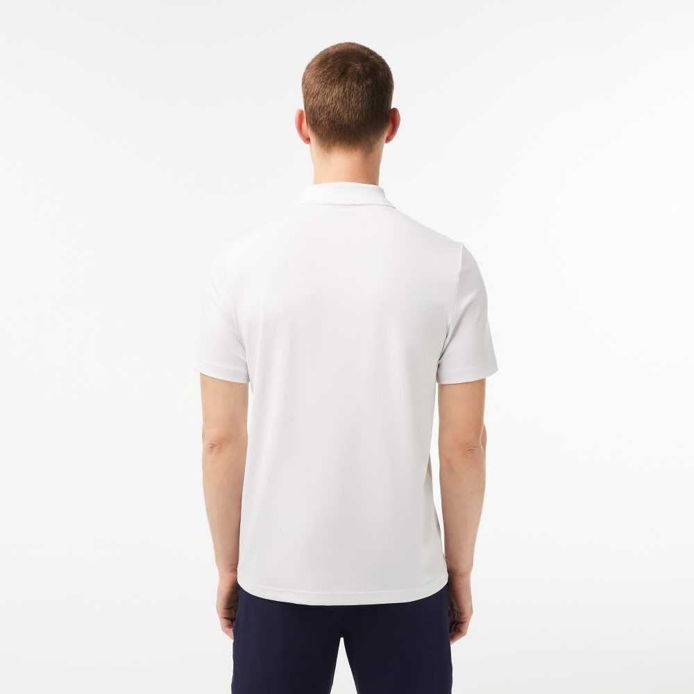 Lacoste SPORT Jersey Golf Polo Shirt White / Navy Blue | NUZW-15469