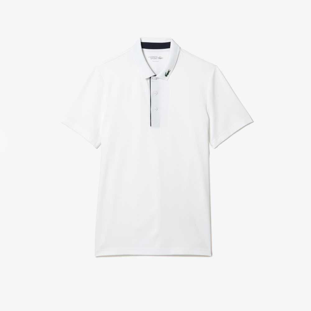 Lacoste SPORT Jersey Golf Polo Shirt White / Navy Blue | NUZW-15469