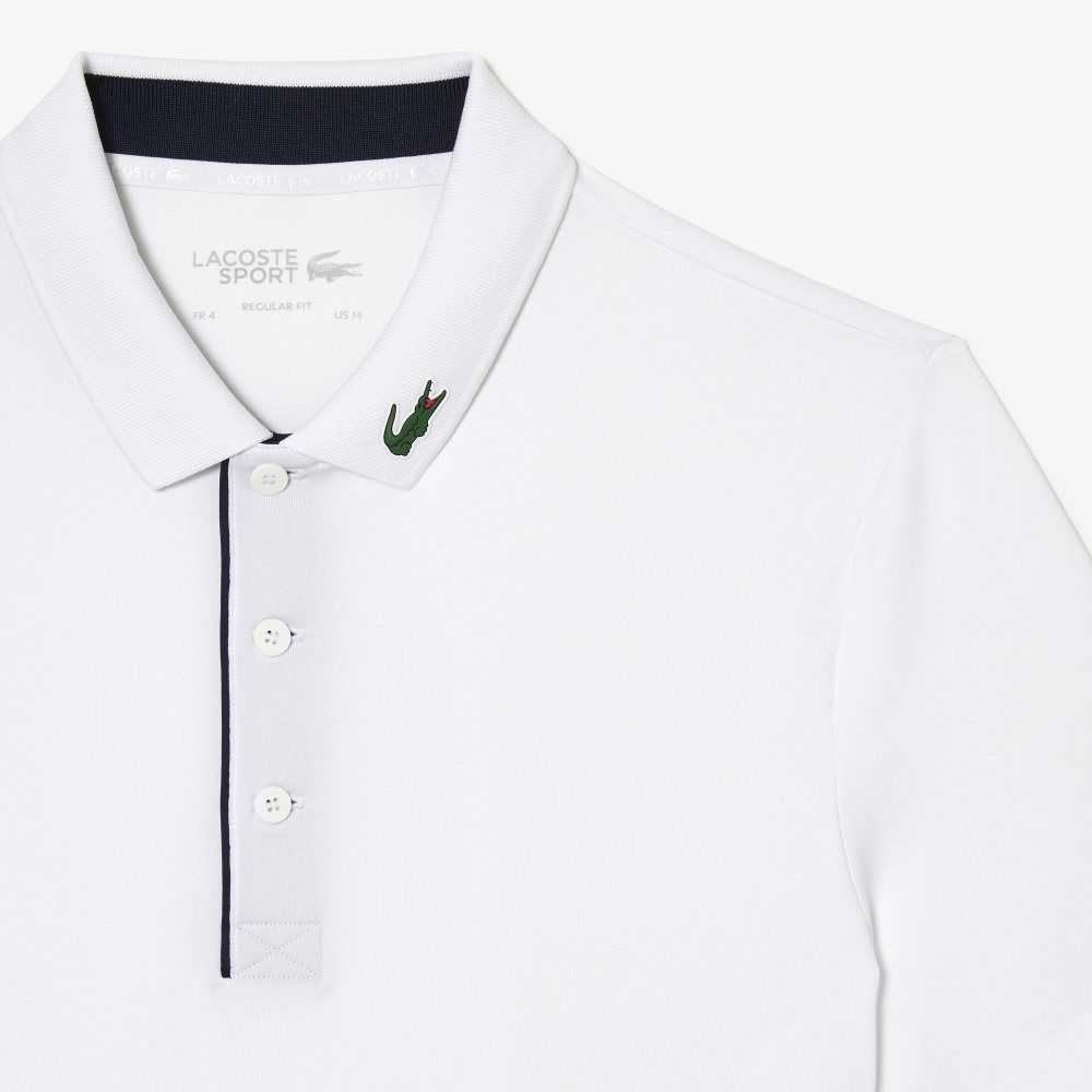 Lacoste SPORT Jersey Golf Polo Shirt White / Navy Blue | NUZW-15469