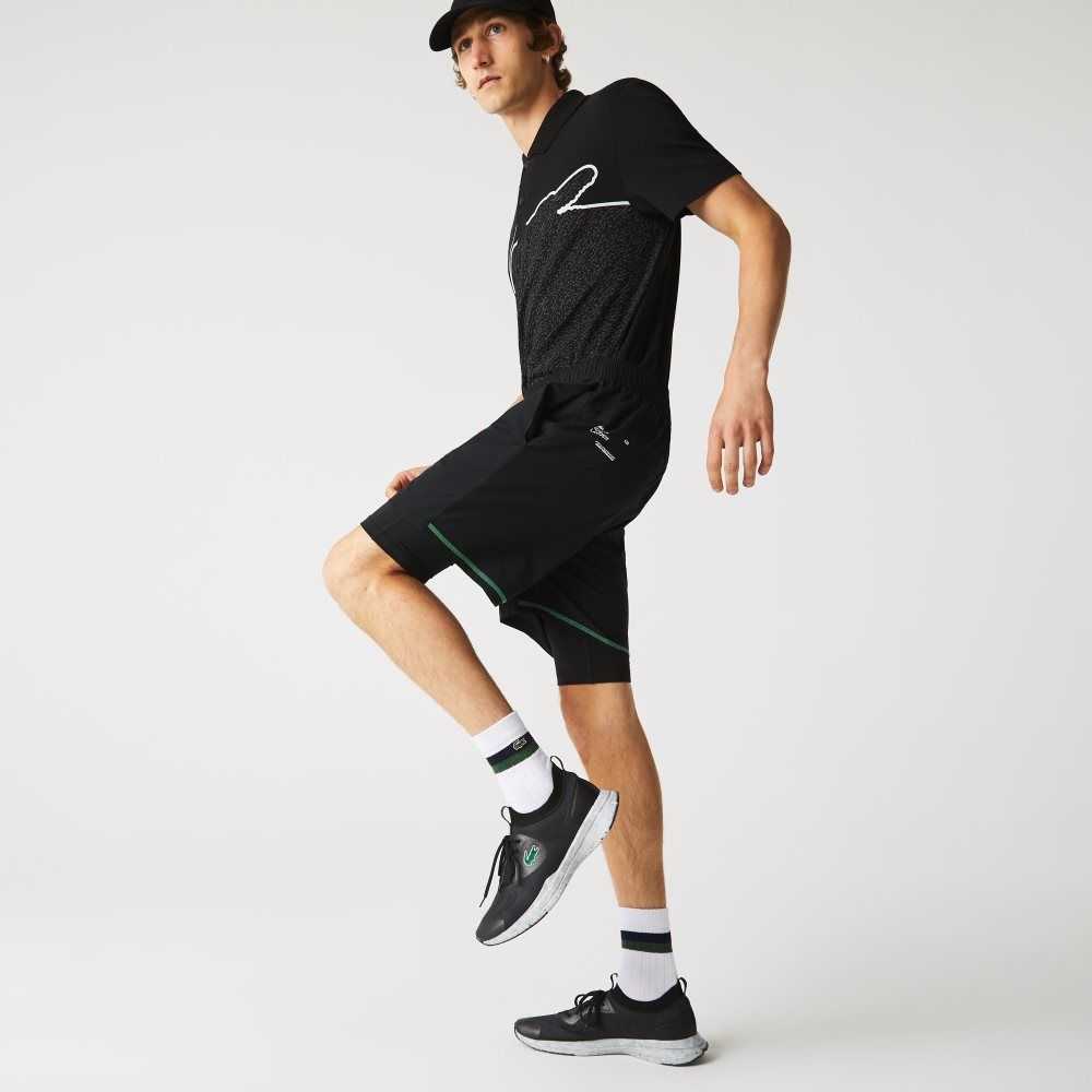 Lacoste SPORT Layered Shorts Black / Green / White | AGRS-92380