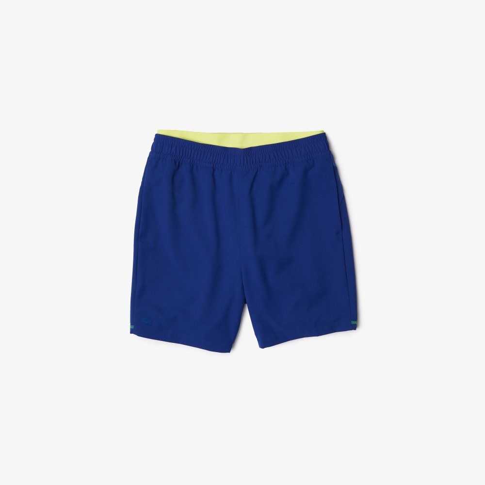 Lacoste SPORT Layered Shorts Blue / Flashy Yellow / White | OQLE-85246