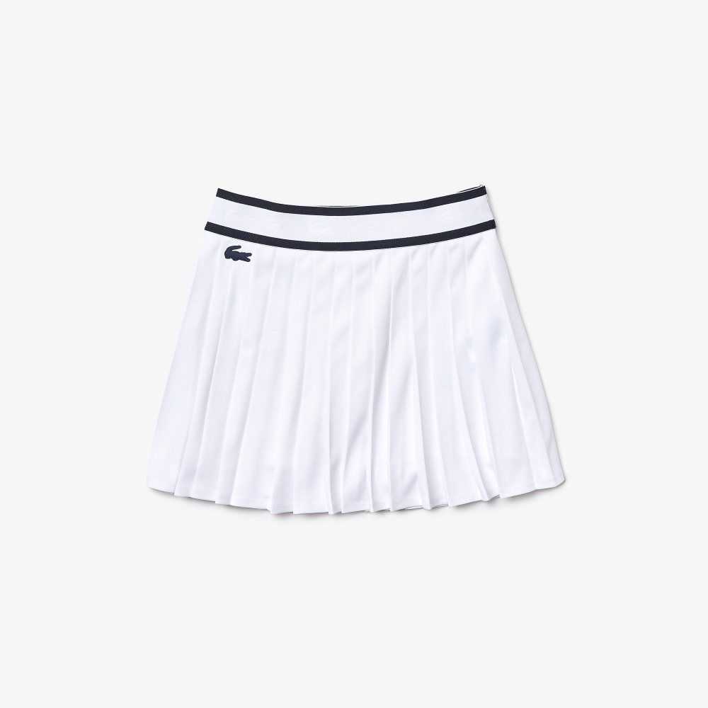 Lacoste SPORT Light Pleated Skirt White / Navy Blue | DHZS-63794