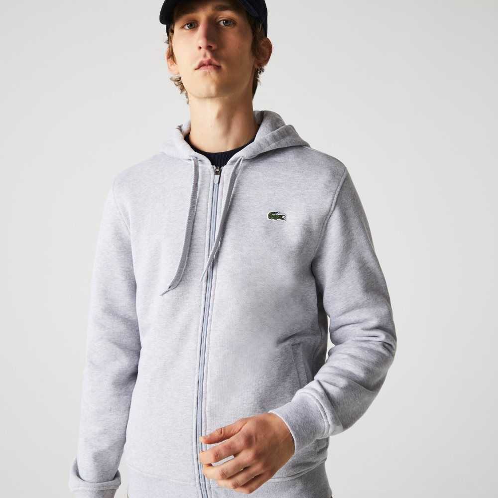 Lacoste SPORT Lightweight Bi-material Hoodie Grey Chine / Light Grey | BMST-31049