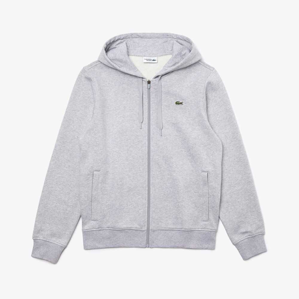 Lacoste SPORT Lightweight Bi-material Hoodie Grey Chine / Light Grey | BMST-31049