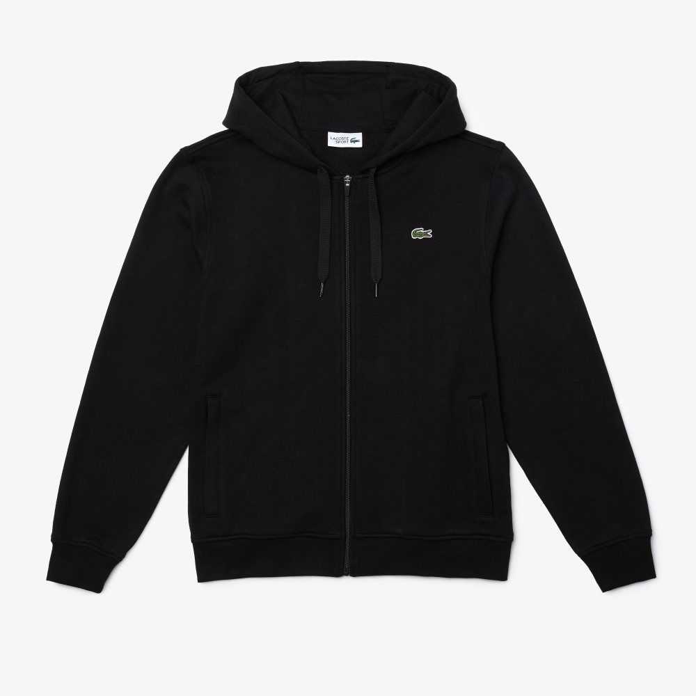 Lacoste SPORT Lightweight Bi-material Hoodie Black | ETBS-53607