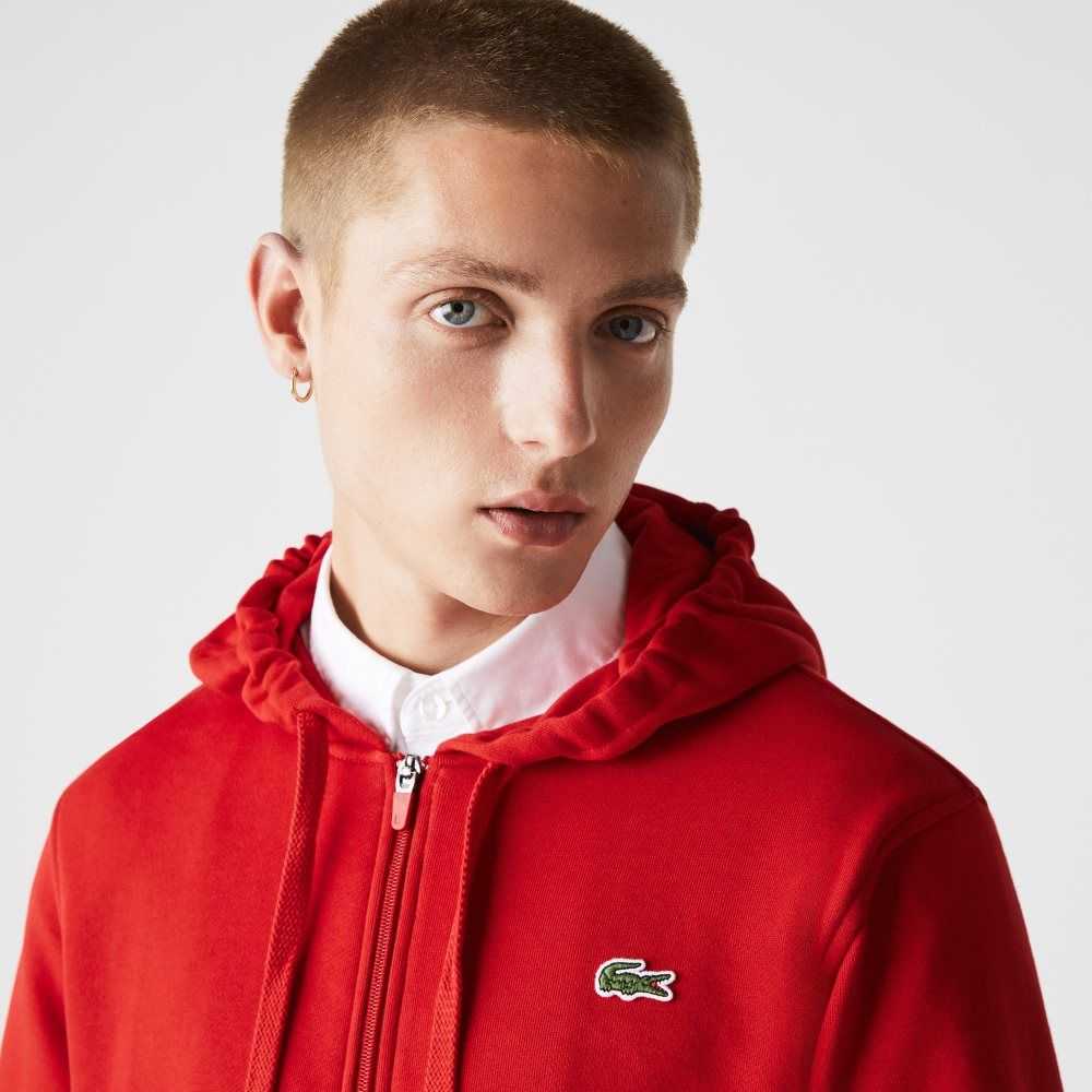 Lacoste SPORT Lightweight Bi-material Hoodie Red | LRKY-25901