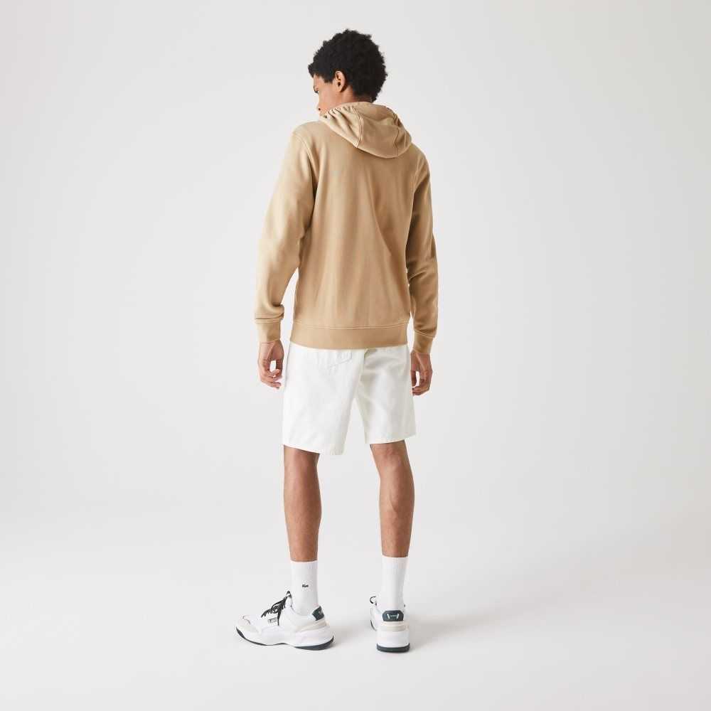 Lacoste SPORT Lightweight Bi-material Hoodie Beige | VZHB-57819