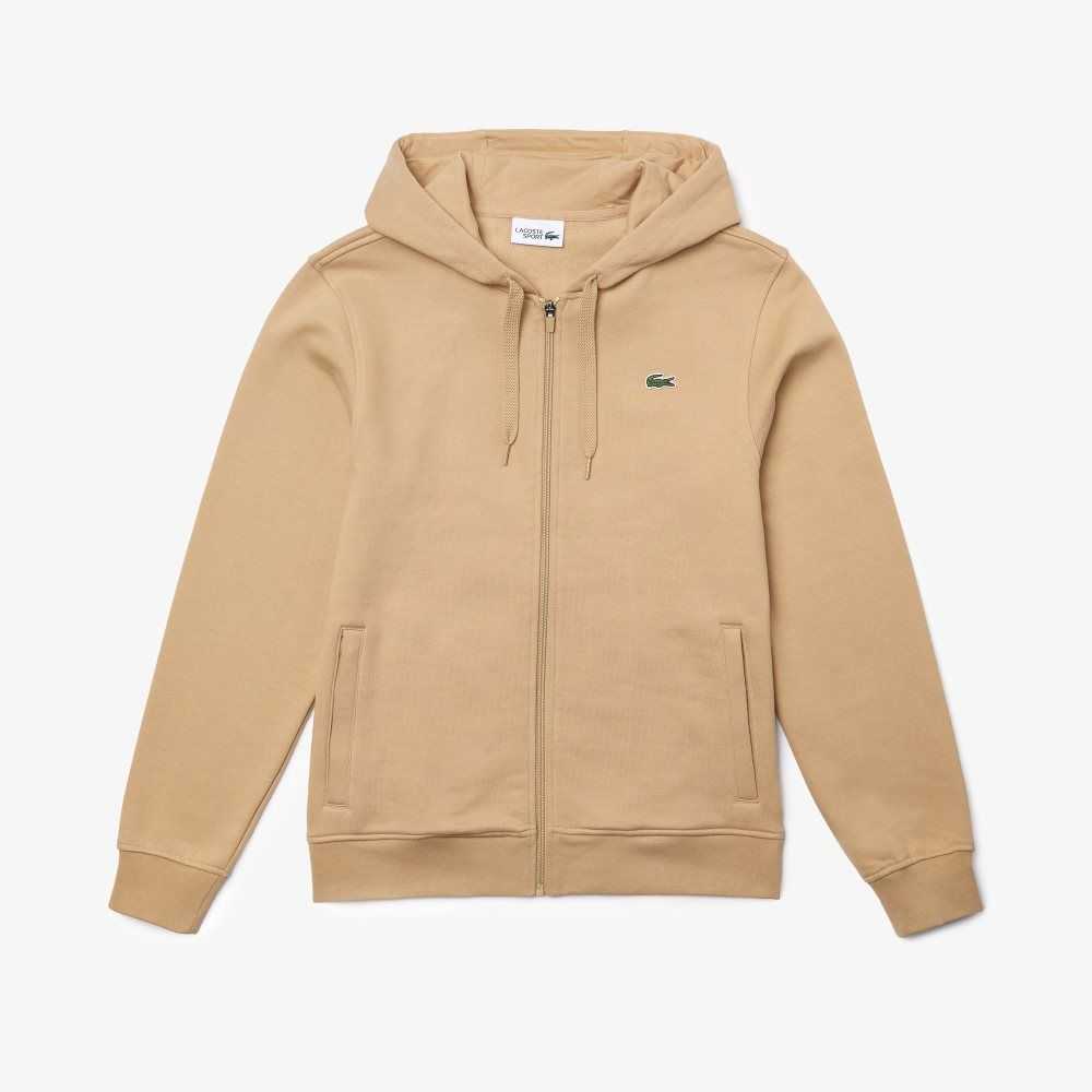 Lacoste SPORT Lightweight Bi-material Hoodie Beige | VZHB-57819