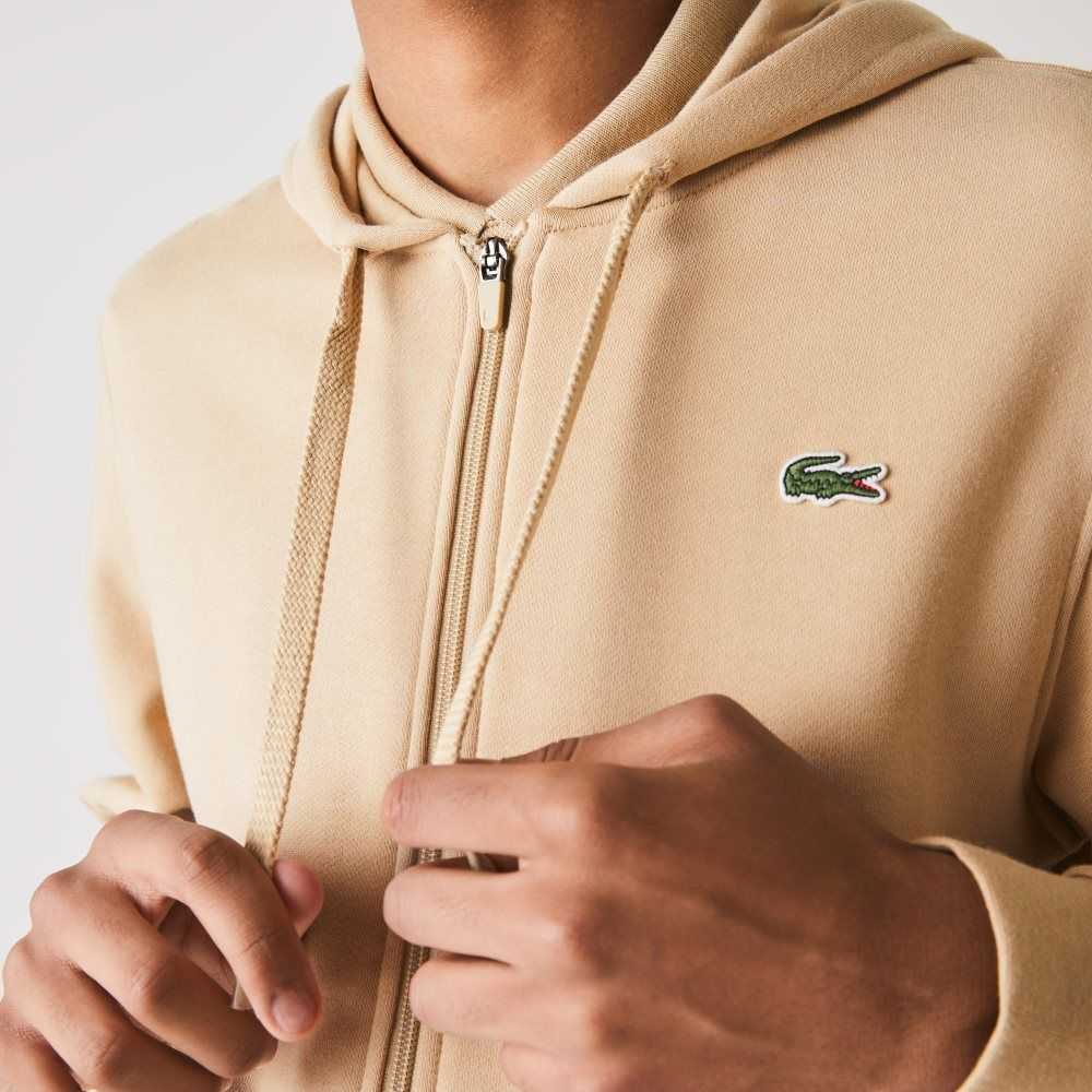 Lacoste SPORT Lightweight Bi-material Hoodie Beige | VZHB-57819