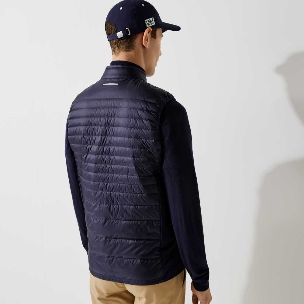 Lacoste SPORT Lightweight Water-Resistant Quilted Golf Vest Navy Blue | YPTL-98065