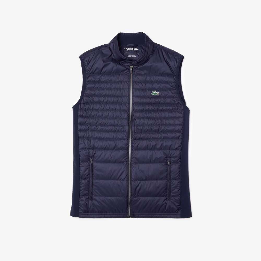 Lacoste SPORT Lightweight Water-Resistant Quilted Golf Vest Navy Blue | YPTL-98065