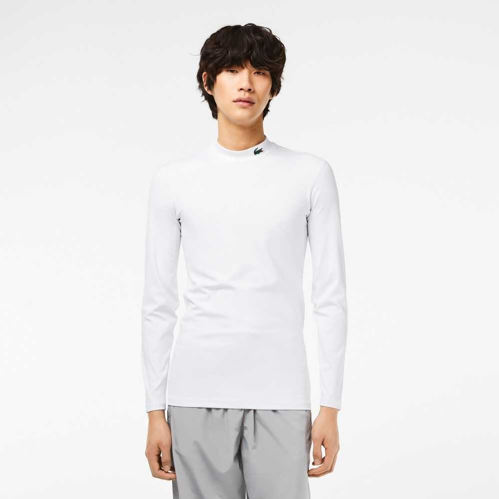 Lacoste SPORT Long Sleeve Tight Fit T-Shirt White | WMAX-72891