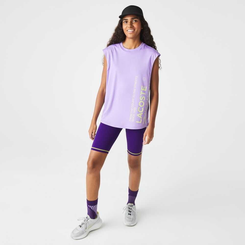 Lacoste SPORT Loose Fit Branded Coordinate T-Shirt Purple | XKSV-80712