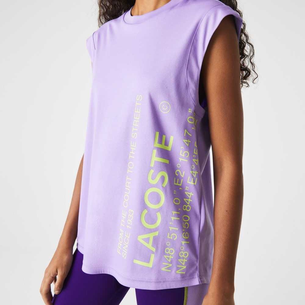 Lacoste SPORT Loose Fit Branded Coordinate T-Shirt Purple | XKSV-80712