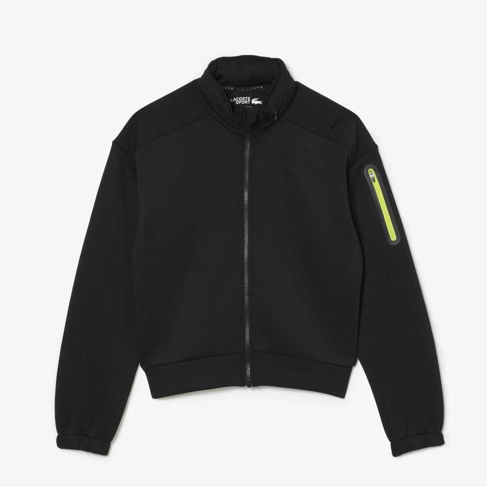 Lacoste SPORT Loose Fit Zip Sweatshirt Black | CYGM-76340