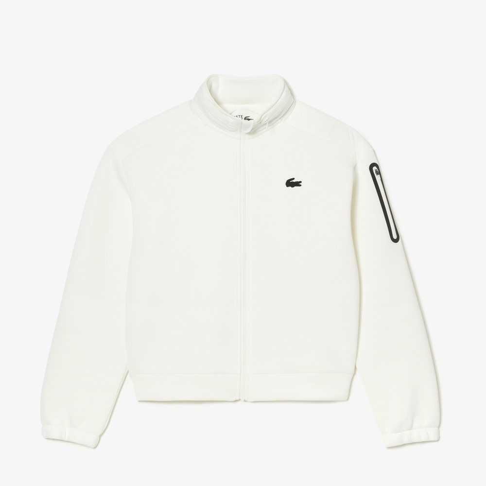 Lacoste SPORT Loose Fit Zip Sweatshirt White | DAMO-52486