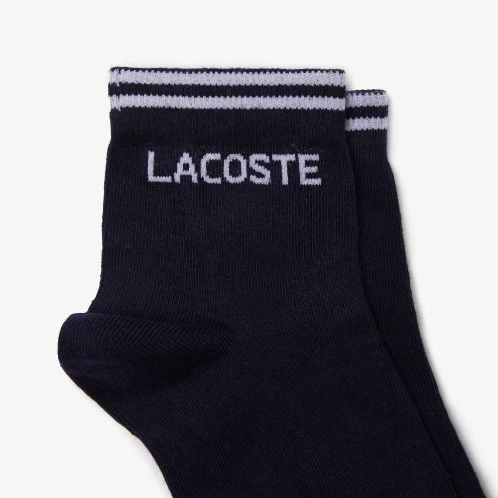 Lacoste SPORT Low-Cut Cotton Sock Two-Pack Navy Blue / White | LXGP-59837