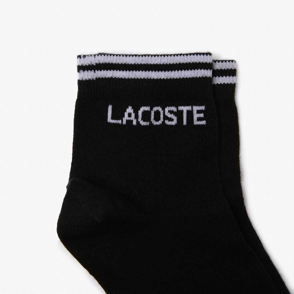 Lacoste SPORT Low-Cut Cotton Sock Two-Pack Black / White | NQRC-90528