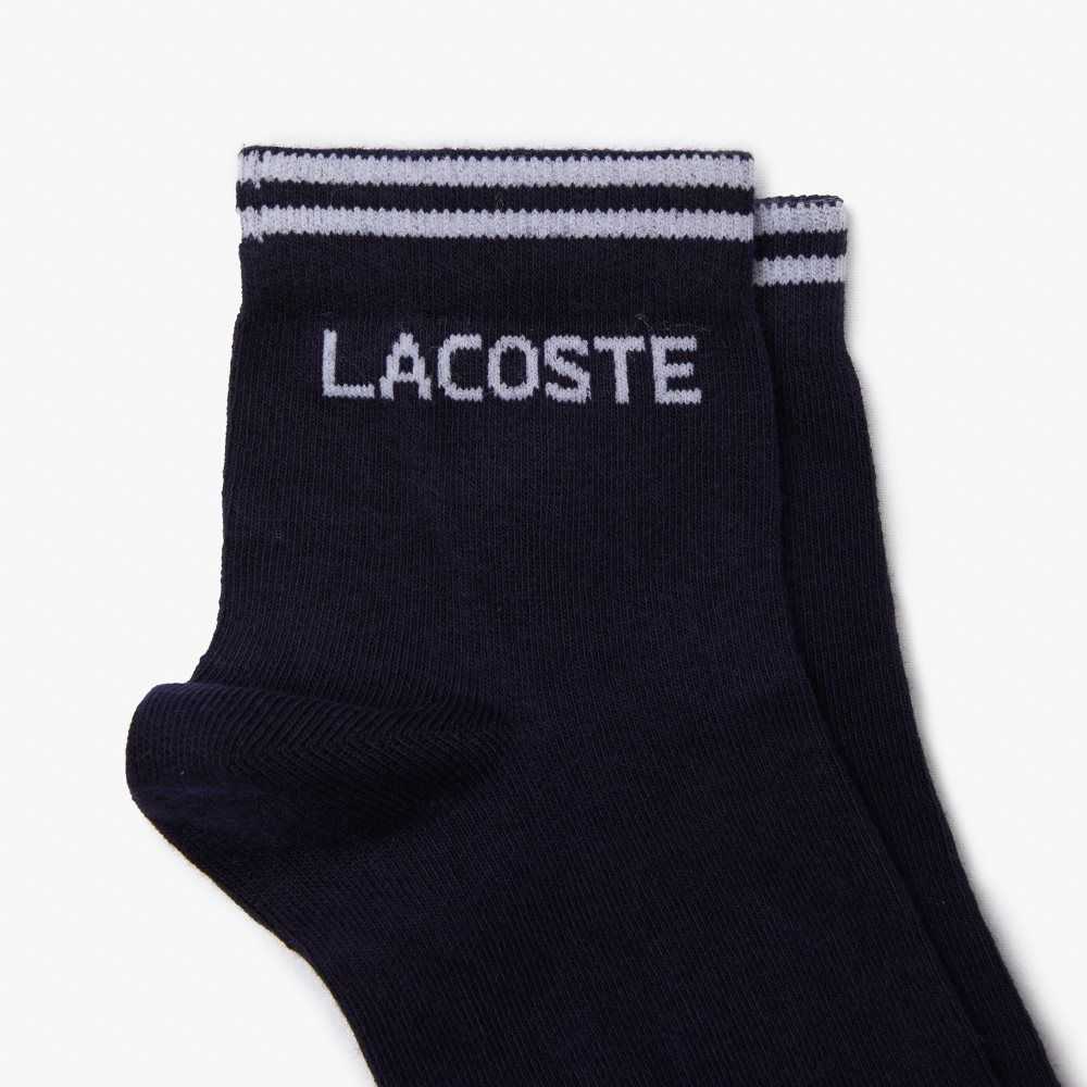 Lacoste SPORT Low-Cut Cotton Sock Two-Pack Navy Blue / White | RAMS-82907